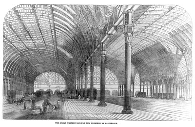 Il Nuovo Terminal della Great Western Railway a Paddington, Londra, 1854 da English School